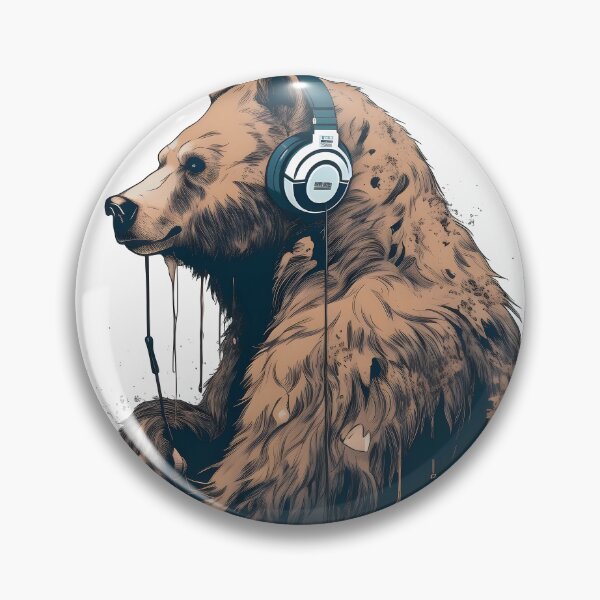 Item preview, Enormous brown bear enjoying modern music designed and sold by SingularityGeek.