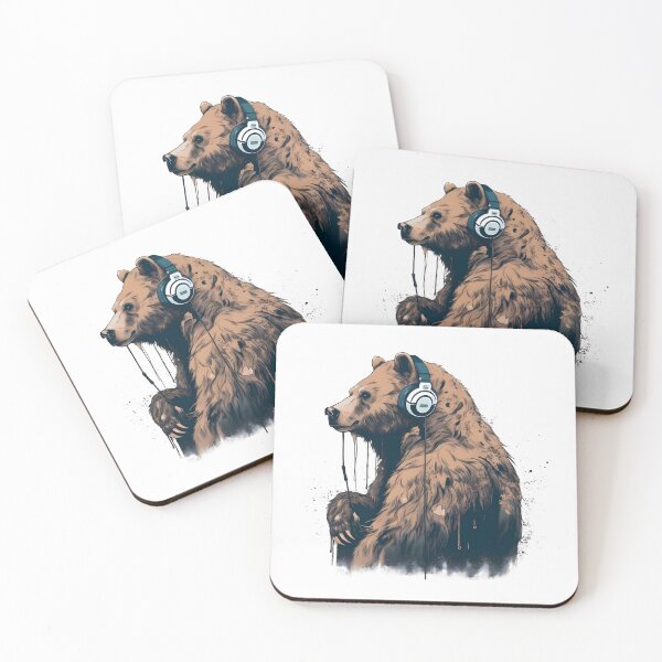 Artikelvorschau, Enormous brown bear enjoying modern music entworfen und verkauft von SingularityGeek.