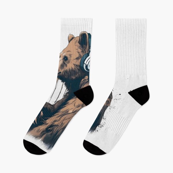 Item preview, Enormous brown bear enjoying modern music designed and sold by SingularityGeek.