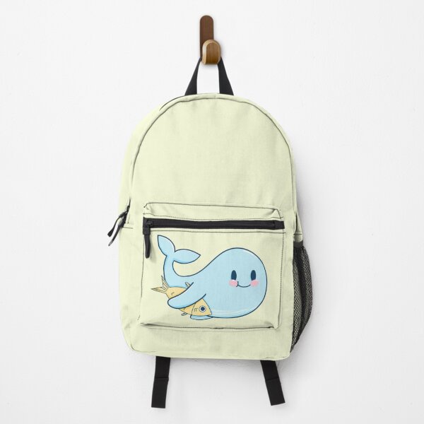 Item preview, blue baby whale with fish designed and sold by Kroshkacahes.