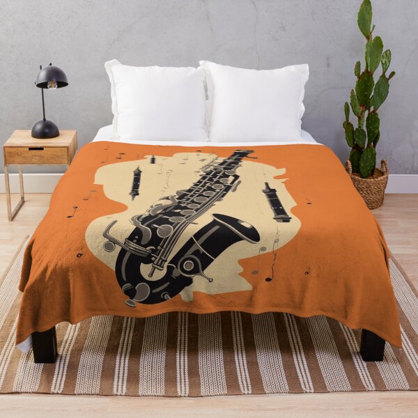 Item preview, Vintage Retro Saxophone Artwork - 60s Style Jazz Theme on Orange and Beige Background designed and sold by MetroEvents.