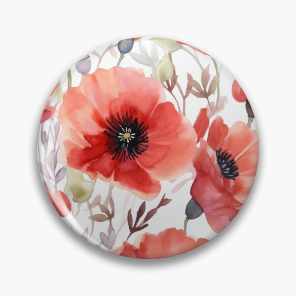 Item preview, Poppy watercolor floral pattern designed and sold by ZolwPodroznik.