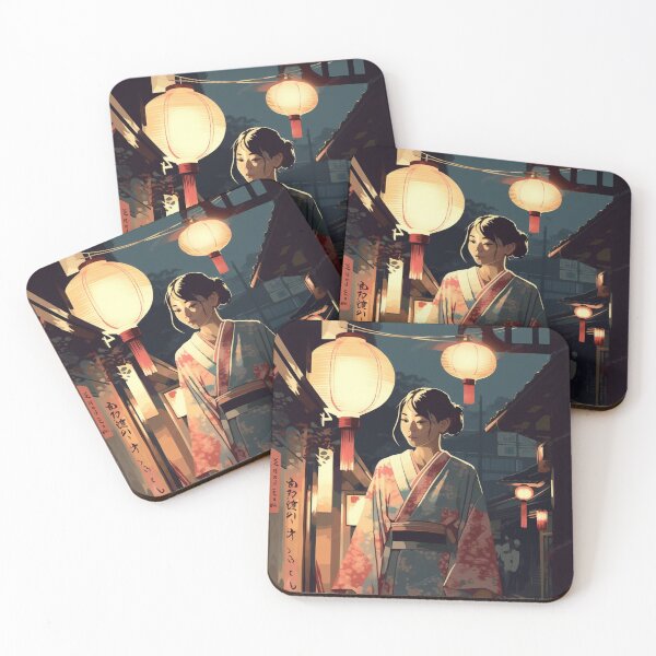Item preview, Japanese Girl Under Lantern Light designed and sold by AnimeGearHub.