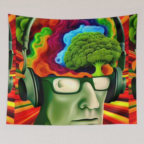 Item preview, Dr.•Brócoli Cosmic Space DJ - Psychedelic Funk Colourful Broccoli Music Brain designed and sold by ga-arts.