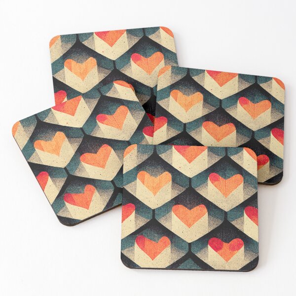 Item preview, Geometric hearts all over print designed and sold by wickedsticker.