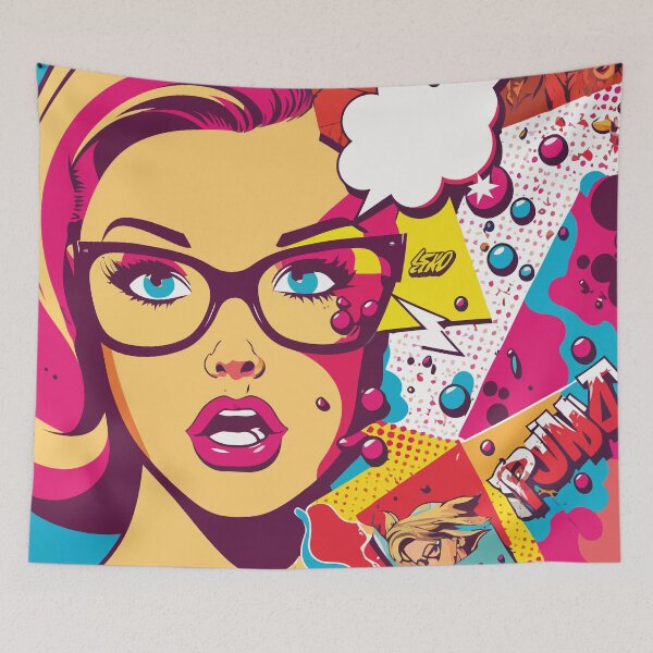 Item preview, Beautiful woman with glasses pop art designed and sold by juancbp60.