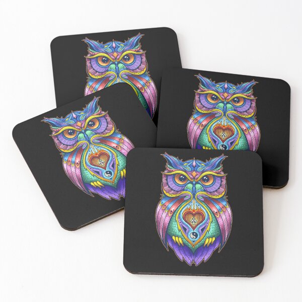 Item preview, OWL Warrior Tattoo Design, Colorful Zen Spirit Animal designed and sold by Robbgoblin.