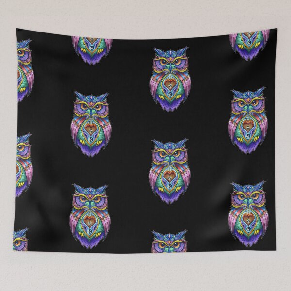 Item preview, OWL Warrior Tattoo Design, Colorful Zen Spirit Animal designed and sold by Robbgoblin.
