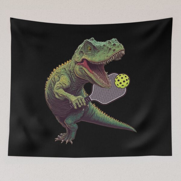 Artikelvorschau, Pickleball-Spieler-Dinosaurier, die Pickle Ball Dino T-Rex spielen entworfen und verkauft von Africanob.