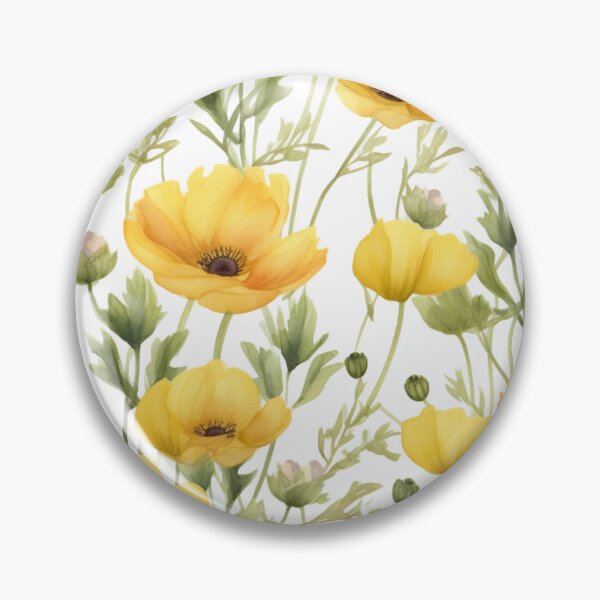 Item preview, Buttercup watercolor floral pattern designed and sold by ZolwPodroznik.
