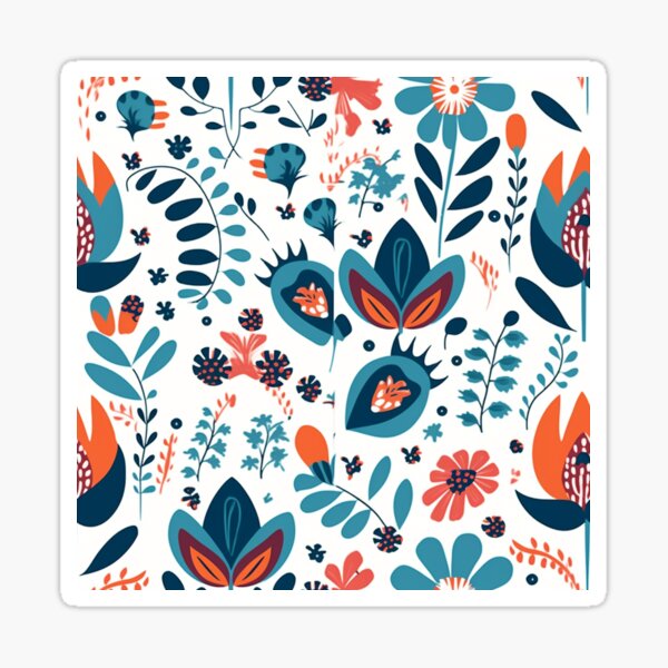 Item preview, Scandinavian folk art flowers, floral pattern designed and sold by ZolwPodroznik.