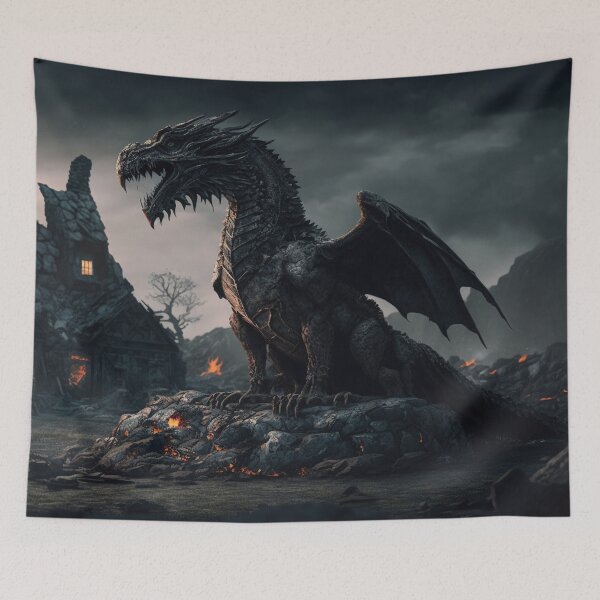 Item preview, Fantasy Black Dragon designed and sold by MedusaPrintArt.
