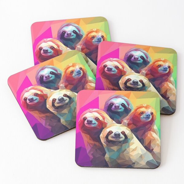 Item preview, Cute Colorful Sloths Polygonal Art | Lazy Sloth wildlife designed and sold by JFFStore.