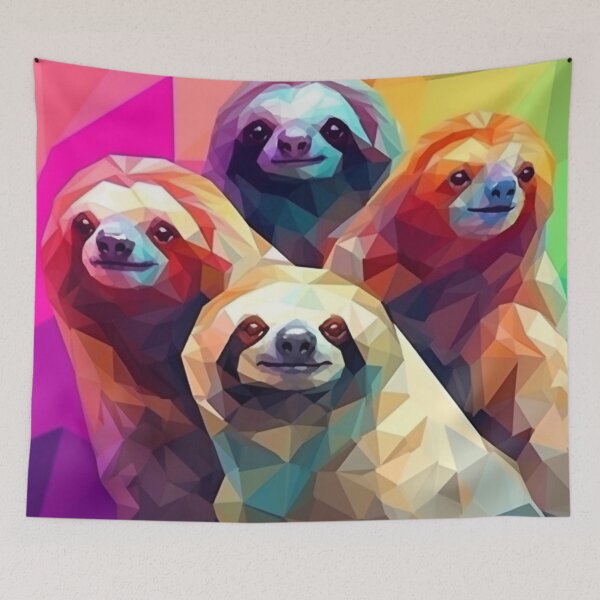 Item preview, Cute Colorful Sloths Polygonal Art | Lazy Sloth wildlife designed and sold by JFFStore.
