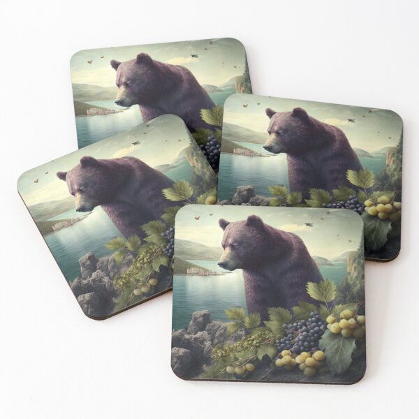 Item preview, Bear on desert island with grapes designed and sold by No-No-Name.