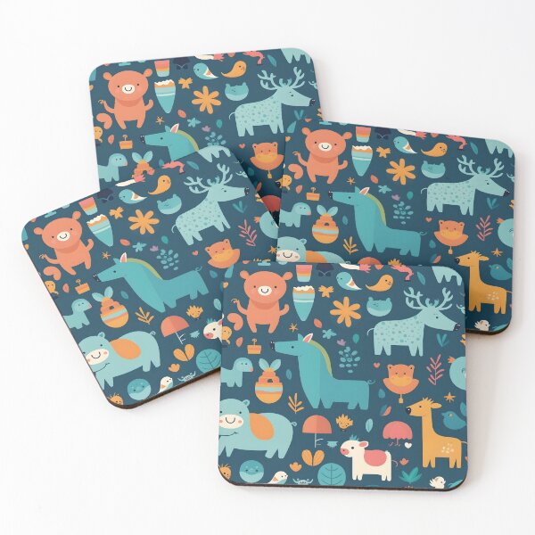 Item preview, Animals pattern 5 - blue background designed and sold by Cr-AI-tive.
