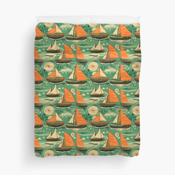Item preview, 50's Retro Sailboat with Orange Sail designed and sold by Catherine Garner.