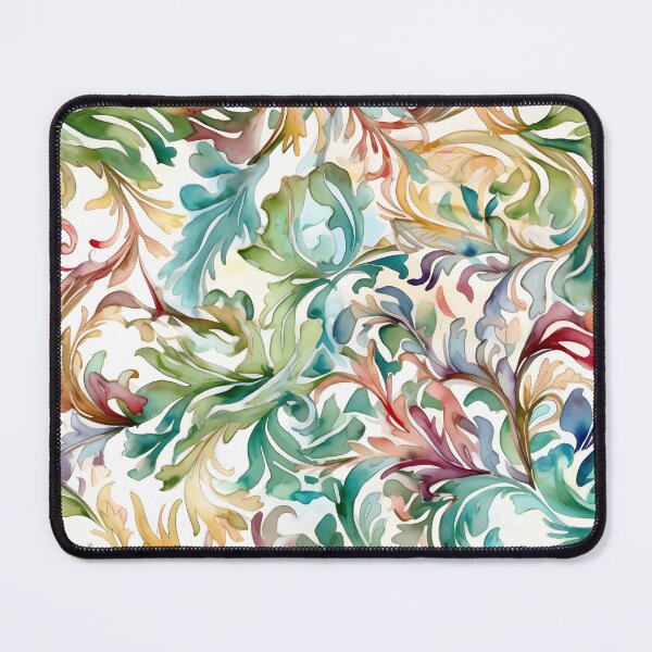 Item preview, Jacquard Damask Spring Colors Vine Pattern in Pastel Rainbow,Watercolors designed and sold by ClairesPatterns.
