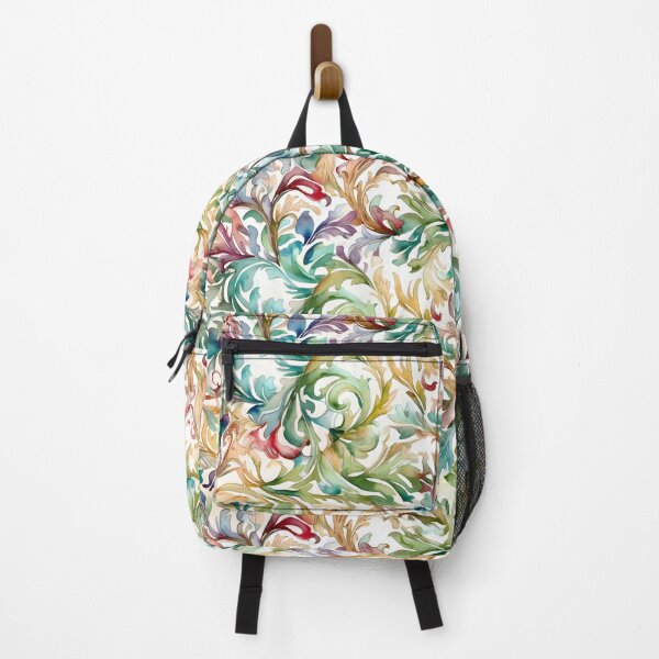 Item preview, Jacquard Damask Spring Colors Vine Pattern in Pastel Rainbow,Watercolors designed and sold by ClairesPatterns.