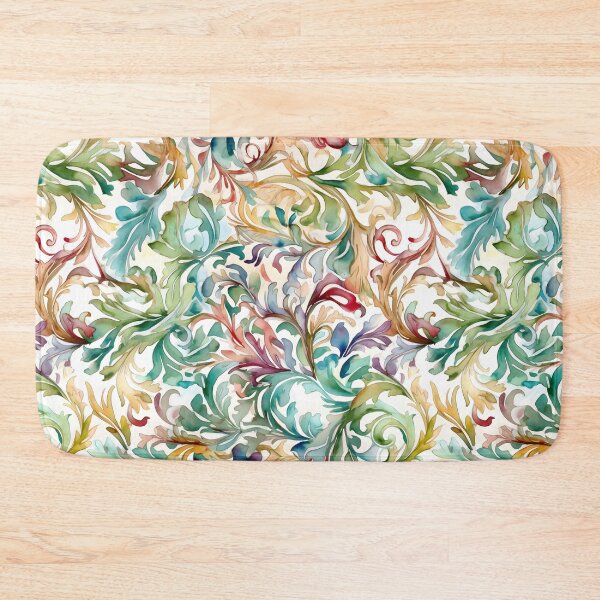 Item preview, Jacquard Damask Spring Colors Vine Pattern in Pastel Rainbow,Watercolors designed and sold by ClairesPatterns.