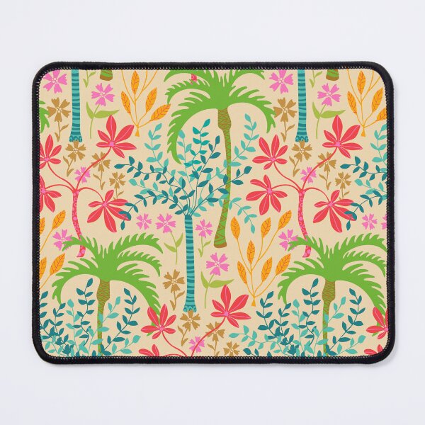 Item preview, TROPICALIA Tropical Floral Botanical with Palm Trees Flowers Plants Leaves in Bright Pink Green Blue Orange Yellow Red Brown on Cream - UnBlink Studio by Jackie Tahara designed and sold by Jackie Tahara of UnBlink Studio.