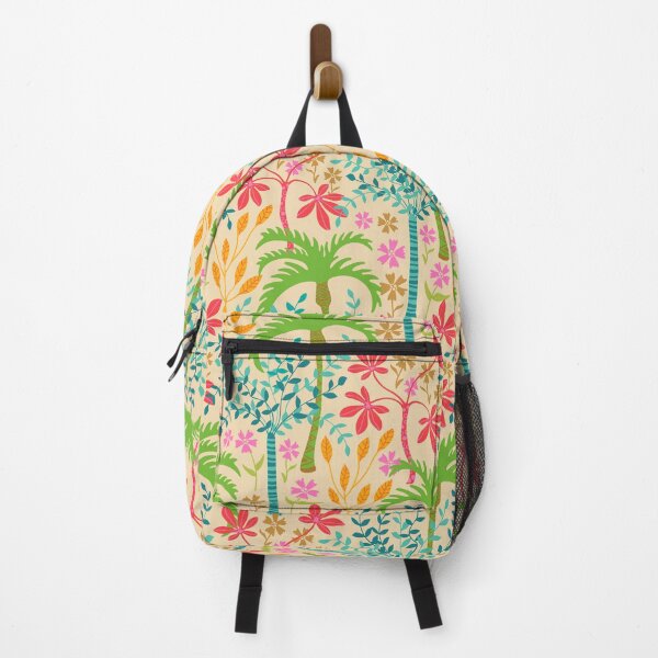 Item preview, TROPICALIA Tropical Floral Botanical with Palm Trees Flowers Plants Leaves in Bright Pink Green Blue Orange Yellow Red Brown on Cream - UnBlink Studio by Jackie Tahara designed and sold by Jackie Tahara of UnBlink Studio.