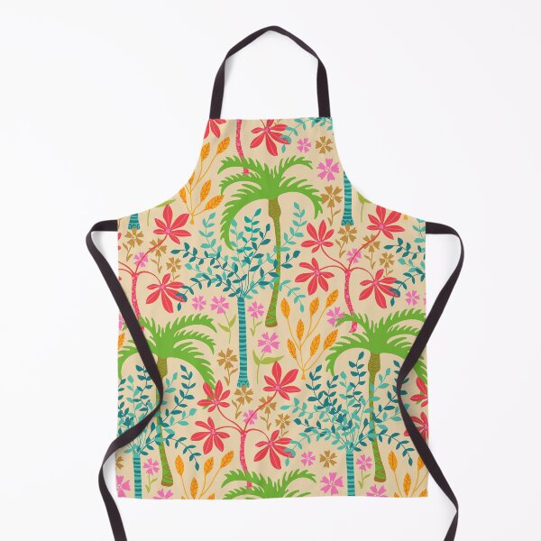 Item preview, TROPICALIA Tropical Floral Botanical with Palm Trees Flowers Plants Leaves in Bright Pink Green Blue Orange Yellow Red Brown on Cream - UnBlink Studio by Jackie Tahara designed and sold by Jackie Tahara of UnBlink Studio.