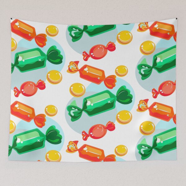 Item preview, caramel and chocolate candies in colored wrappers designed and sold by Zhanna Lenivaya.