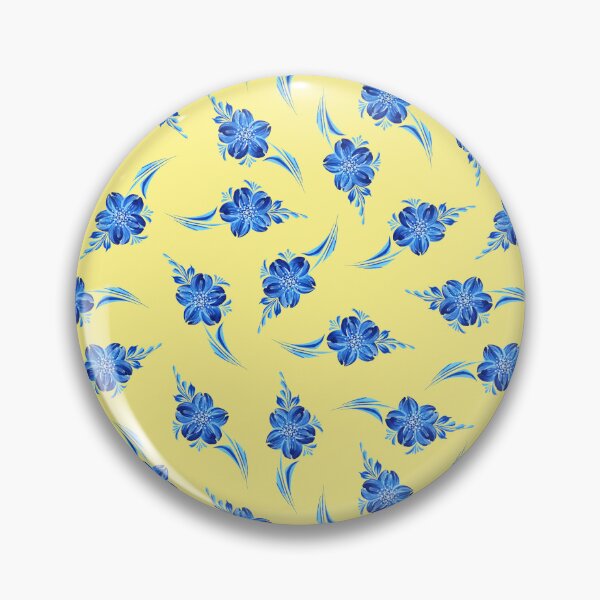 Item preview, Petrikyvka blue flowers. An interesting plant print for your creativity, for printing on things, on fabric designed and sold by Sunflower-7.