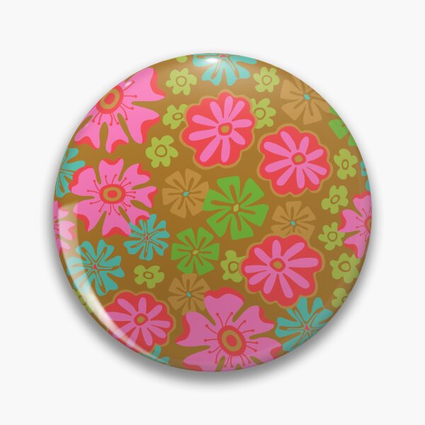 Item preview, LUSH Tropical Big Bloom Floral in Bright Flower Pink Green Blue Red Brown - UnBlink Studio by Jackie Tahara designed and sold by Jackie Tahara of UnBlink Studio.