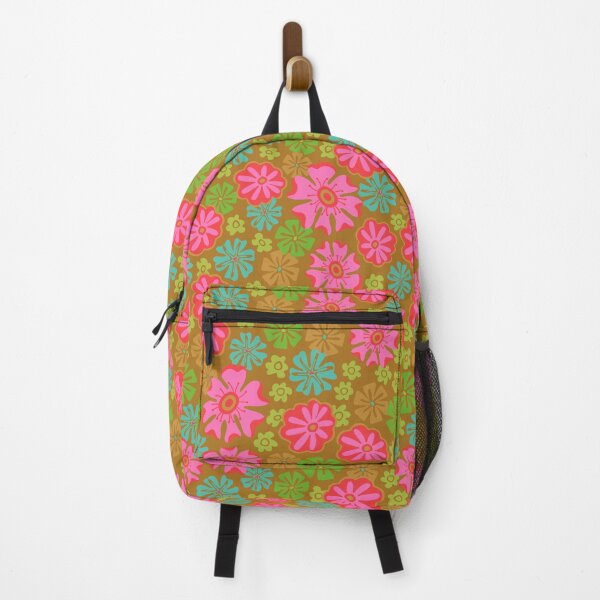 Item preview, LUSH Tropical Big Bloom Floral in Bright Flower Pink Green Blue Red Brown - UnBlink Studio by Jackie Tahara designed and sold by Jackie Tahara of UnBlink Studio.