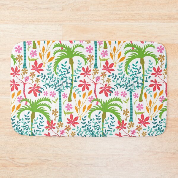 Item preview, TROPICALIA Tropical Floral Botanical with Palm Trees Flowers Plants Leaves in Bright Pink Green Blue Orange Yellow Red Brown on Pure White - UnBlink Studio by Jackie Tahara designed and sold by Jackie Tahara of UnBlink Studio.