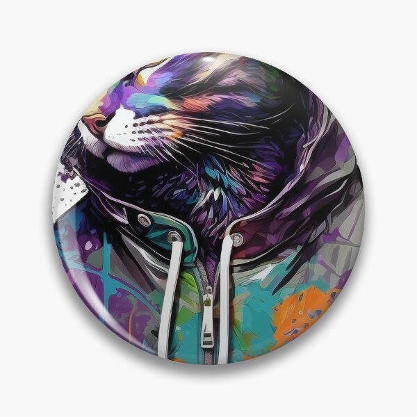 Item preview, Hoodie Cat with Green Paint Splatters: A Playful and Colorful Feline Masterpiece designed and sold by OlePajak.