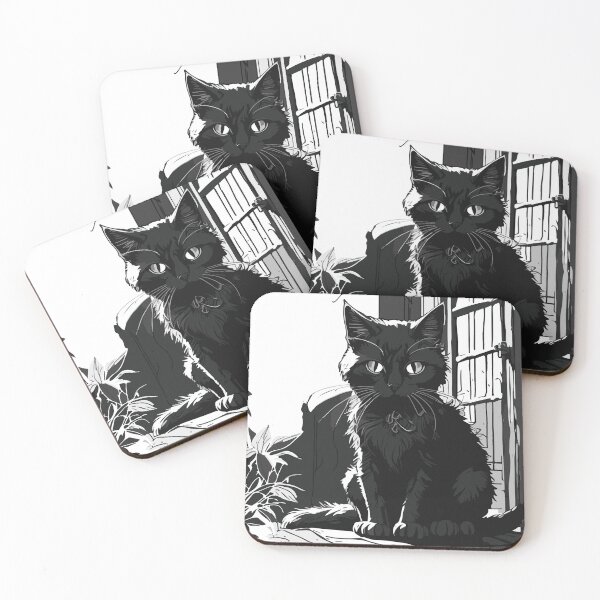 Item preview, Gato preto sentado perto da janela designed and sold by GirlaineSQ.