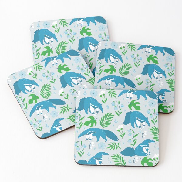 Item preview, cute anteater blue floral  designed and sold by Gossip Rag.