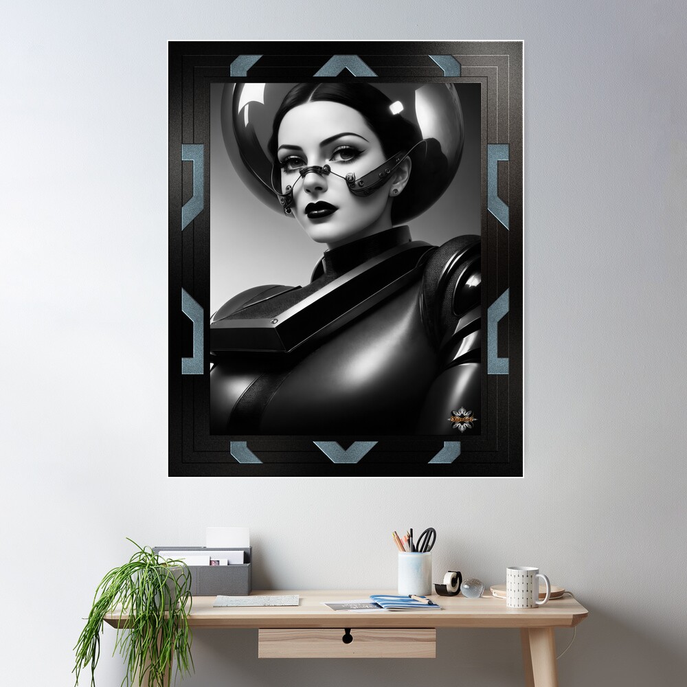 La era de la moda de ciencia ficción AI Concept Art de Xzendor7 - El futuro de la belleza gótica 2 The Age Of Sci-Fi Fashion Alluring AI Concept Art Illustration by Xzendor7 Wall Poster