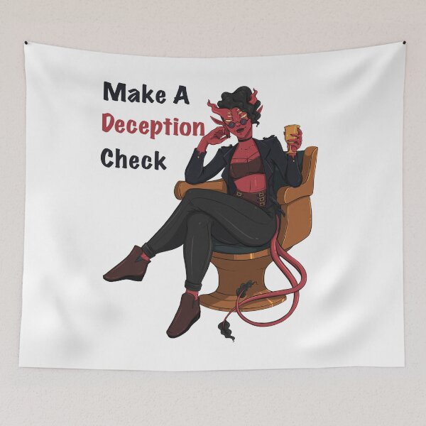 Item preview, Make A Deception Check | DnD Illustration | Tiefling Art designed and sold by Karli Mogen.