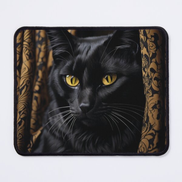 Item preview, Gato perto sentado em frente a uma cortina amarela designed and sold by GirlaineSQ.