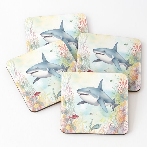Item preview, Whimsical Shark In Watercolors and Pastel for Children designed and sold by NorthGraph.