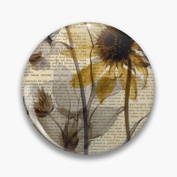 Item preview, Botanical print, on old book page - garden flowers with sunflower designed and sold by Art by Lilia.