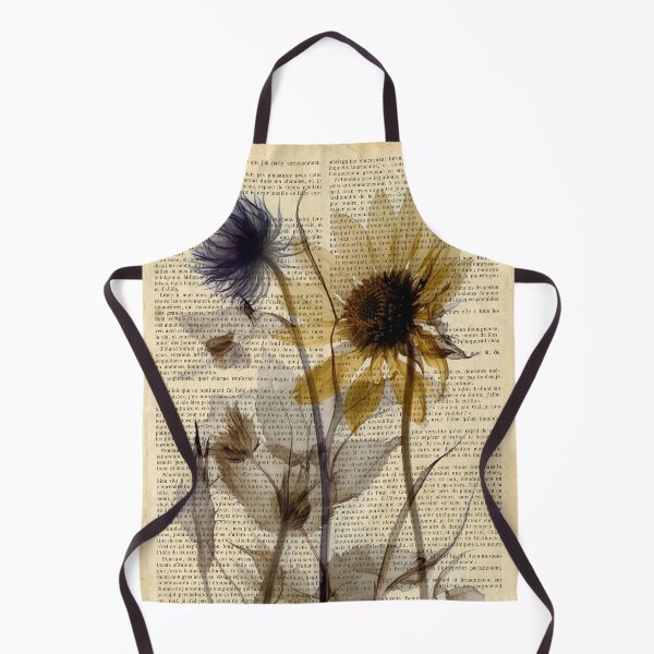 Item preview, Botanical print, on old book page - garden flowers with sunflower designed and sold by Art by Lilia.
