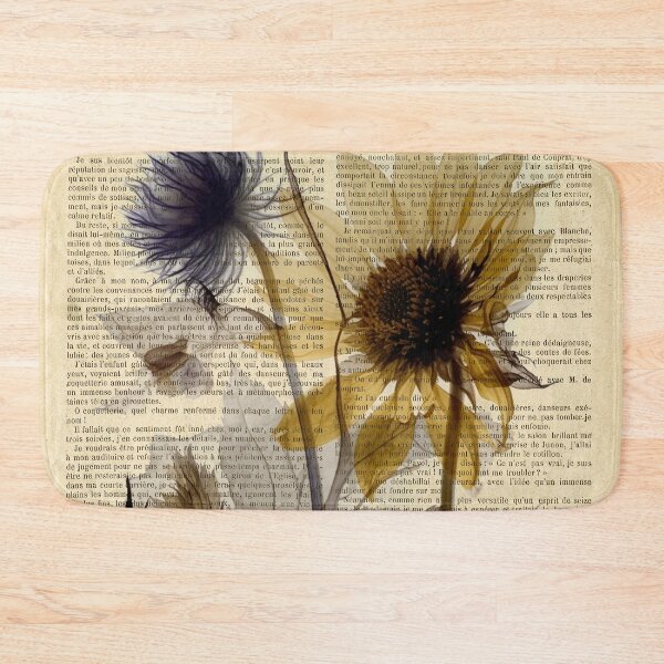 Item preview, Botanical print, on old book page - garden flowers with sunflower designed and sold by Art by Lilia.