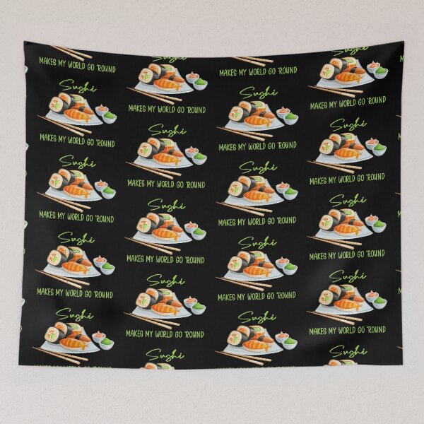 Item preview, Sushi Makes My World Go ‘Round (on Black) designed and sold by epinkb.