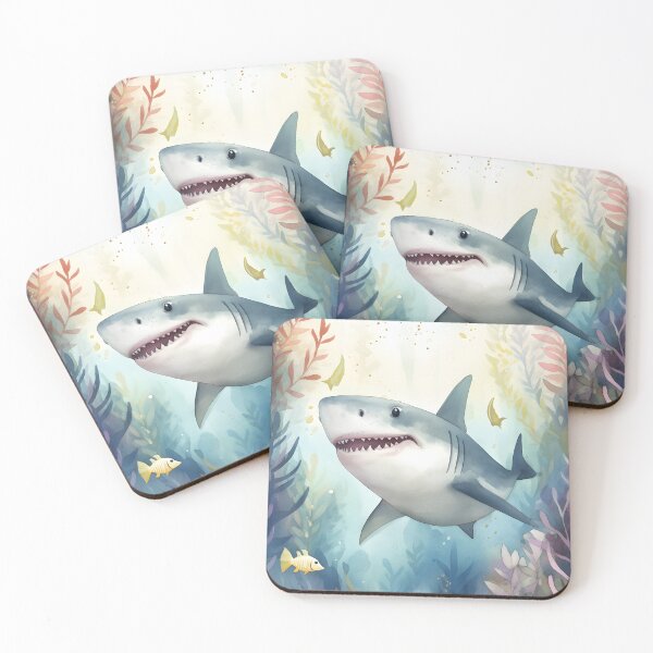 Item preview, Happy Shark In Watercolors and Pastel for Soothing Nursery Decor designed and sold by NorthGraph.