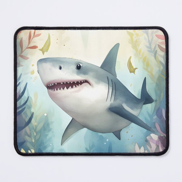 Item preview, Happy Shark In Watercolors and Pastel for Soothing Nursery Decor designed and sold by NorthGraph.