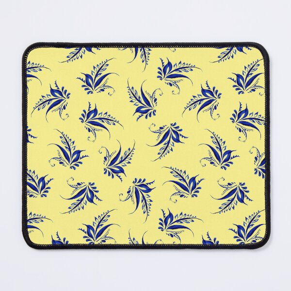Item preview, Petrikyvka blue twig. An interesting plant print for your creativity, for printing on things, on fabric designed and sold by Sunflower-7.