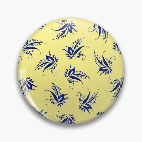 Item preview, Petrikyvka blue twig. An interesting plant print for your creativity, for printing on things, on fabric designed and sold by Sunflower-7.