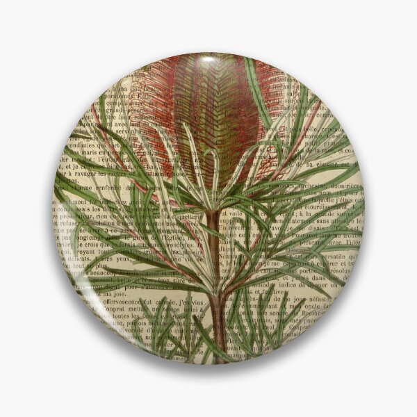 Item preview, Botanical print, on old book page - Exotic flowers and plants designed and sold by Art by Lilia.