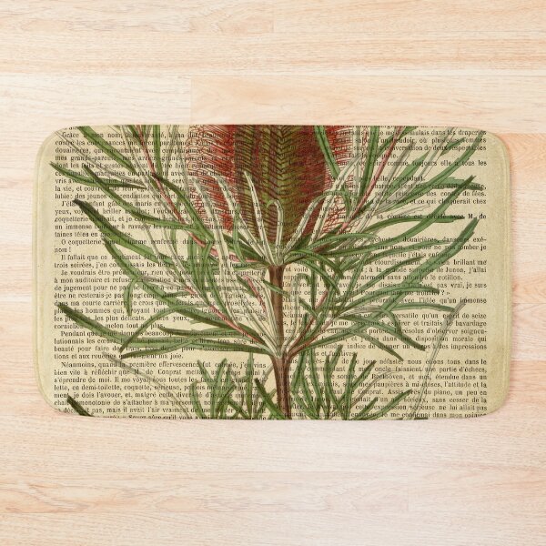 Item preview, Botanical print, on old book page - Exotic flowers and plants designed and sold by Art by Lilia.