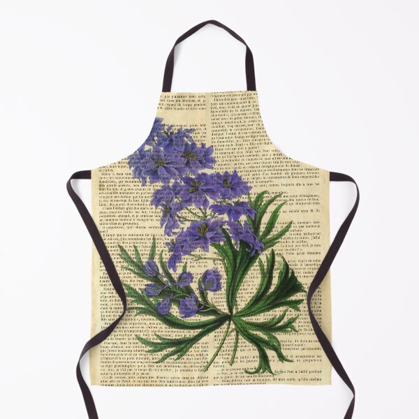 Item preview, Botanical print, on old book page - Purple Delphinium  designed and sold by Art by Lilia.